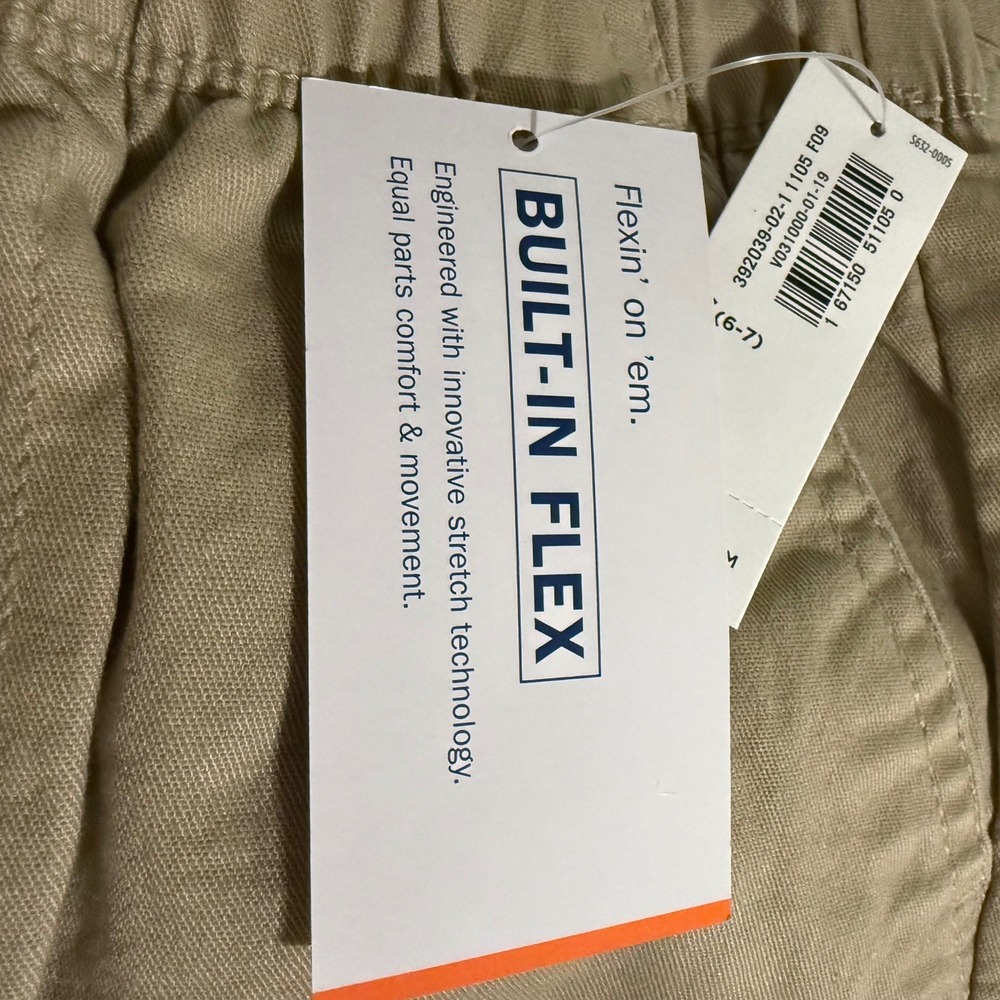 Old Navy Boys Khaki Chino Shorts Built-In Flex Elastic Waist Tan Size S 6-7 NEW - Picture 3 of 5